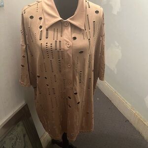 SHEIN Curve Mauve Short Sleeve Collar Shirts one Pink and one black